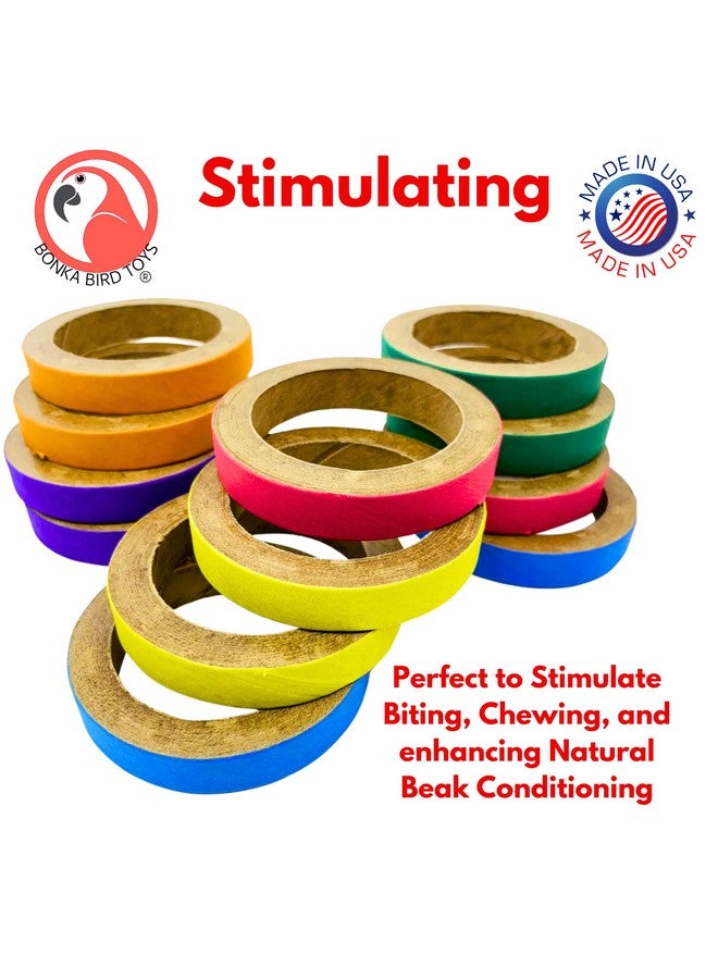 Bonka Bird Toys Bonka Bird Toys 2113 Pk12 Chew Bagels, 12-Pack, 2.75" Diameter, Colorful Compressed Cardboard Rings for Chewing, Foraging, and Cage Enrichment, Safe for Parrots, Parakeets, Cockatiels, and Conures - Image 4