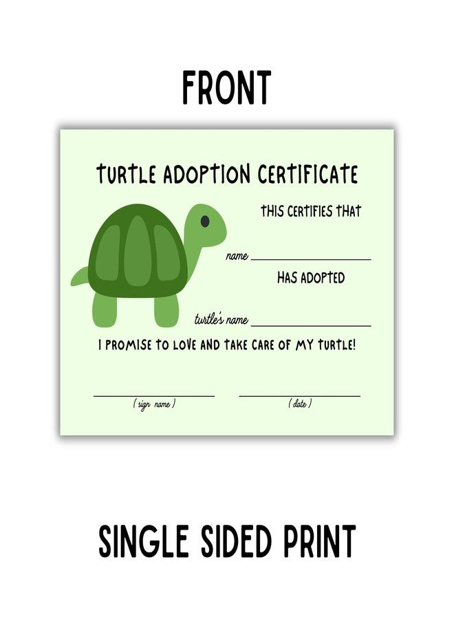 Lashicorn Turtle Adoption Certificate | 30pk 4x6” Tortoise Animal Exotic Adopt a Pet Farm How to Care for A Pet Store Child Birthday Party Certification - Image 4