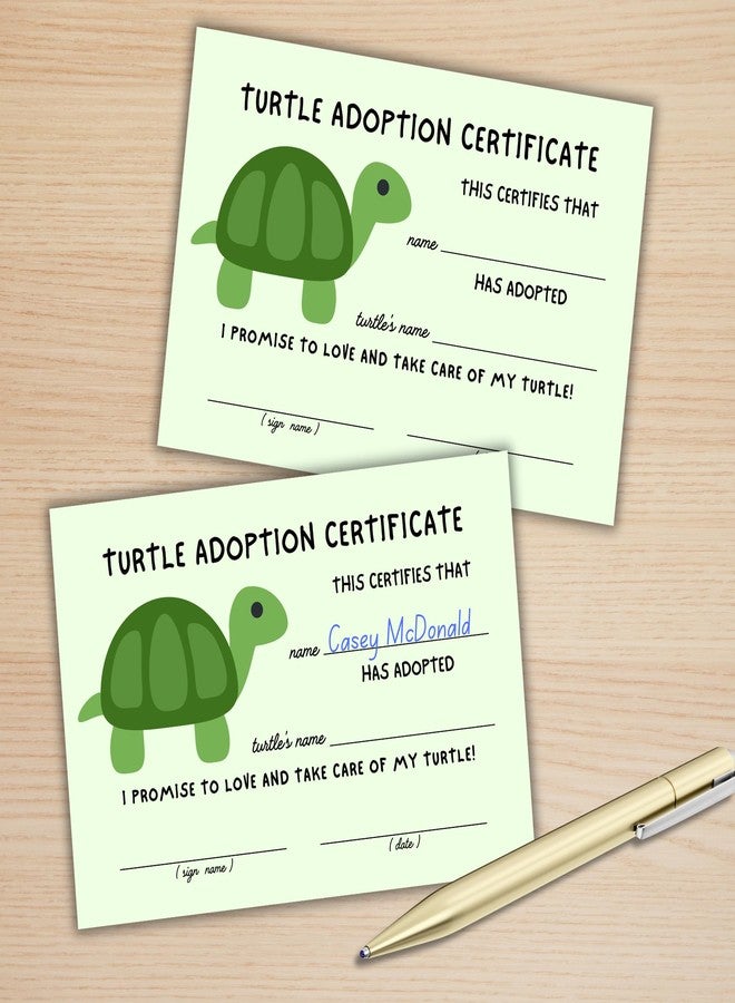 Lashicorn Turtle Adoption Certificate | 30pk 4x6” Tortoise Animal Exotic Adopt a Pet Farm How to Care for A Pet Store Child Birthday Party Certification - Image 5