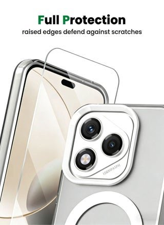 [2-in-1] Honor 400 Lite Cover with HD Tempered Glass Screen Protector, [Anti-Drop Shockproof][Anti-Slip][No Yellowing][Skin Friendly] Slim Hard Frosted Case for Honor 400 Lite 5G 6.7 inch, White - view 4