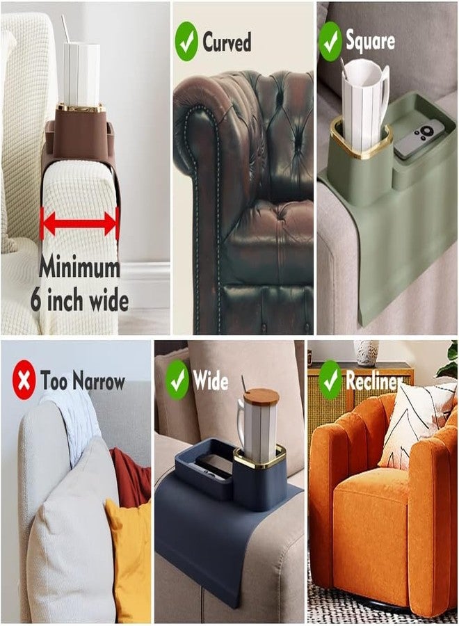 KEYOZA Sofa Armrest Tray, Silicon Cup Holder Tray, Anti-Spill and Anti-Slip, Flexible & Foldable, Dining Rectangular Table Mat, Suitable For Food, Drinks, Snacks, Cup (Green) - Image 4