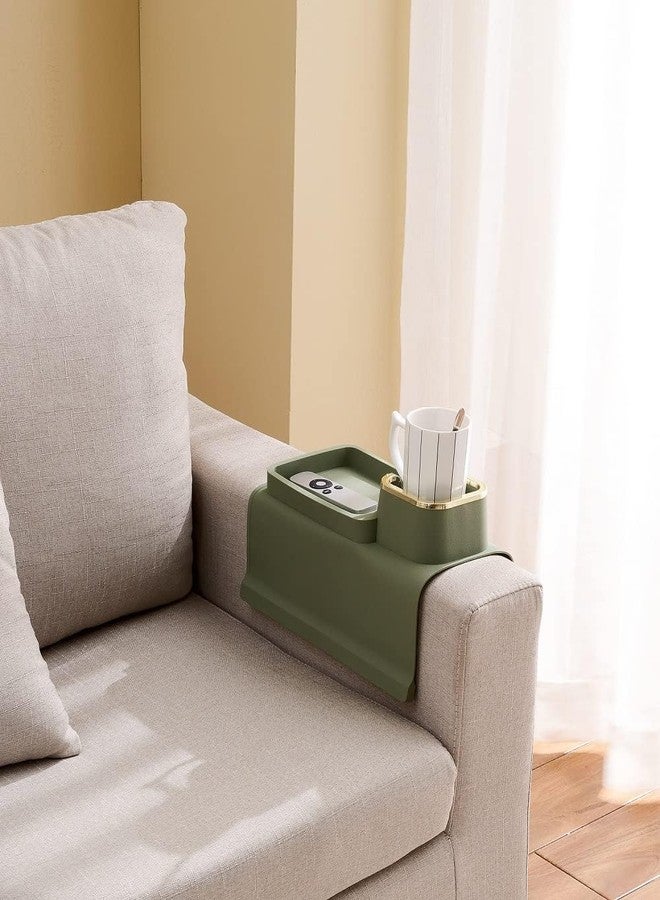 KEYOZA Sofa Armrest Tray, Silicon Cup Holder Tray, Anti-Spill and Anti-Slip, Flexible & Foldable, Dining Rectangular Table Mat, Suitable For Food, Drinks, Snacks, Cup (Green) - Image 5