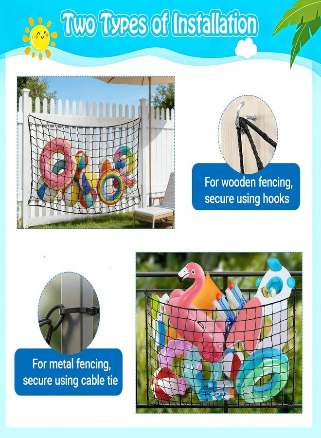 RAWILL 71" x 47" Extra Large Pool Float Storage Net- Hanging Mesh Organizer for Inflatable Toys, Balls & Rafts - Includes Screws & Zip Ties for Secure Installation - Image 3