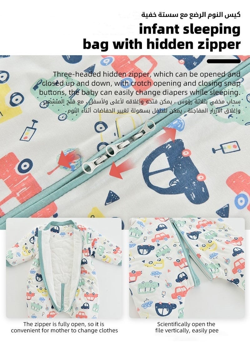 MIXDE Baby Sleep Sack, Soft Baby Sleeping Bag, Swaddling Blanket, Swaddle Wrap, Pure Cotton Wearable Blankets with Removable Sleeves and Legs, Easy Zip Access Nappy Change, for Newborn Babies 1-3 Years  - Image 4