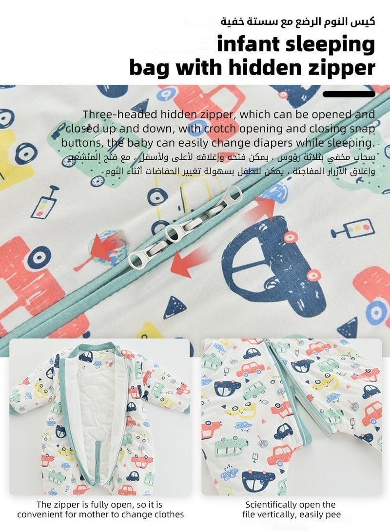 MIXDE Baby Sleep Sack, Soft Baby Sleeping Bag, Swaddling Blanket, Swaddle Wrap, Pure Cotton Wearable Blankets with Removable Sleeves and Legs, Easy Zip Access Nappy Change, for Newborn Babies 1-3 Years - Image 4