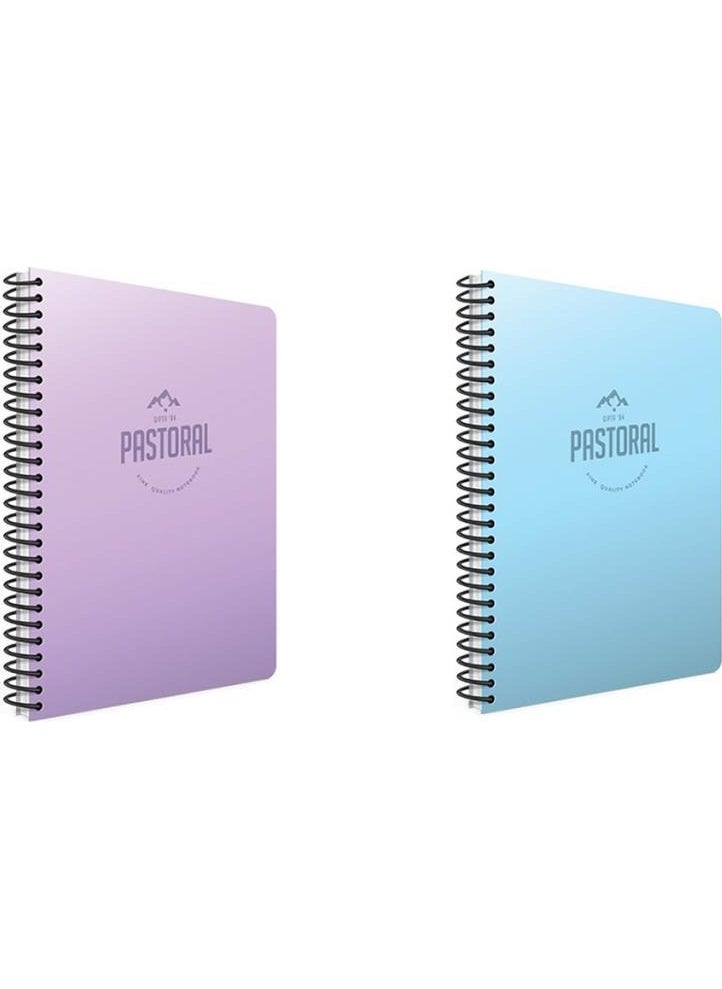 Gıpta Pastoral Spiral A4 60 Sheets Pp Cover Notebook Set Striped 2 Pieces 