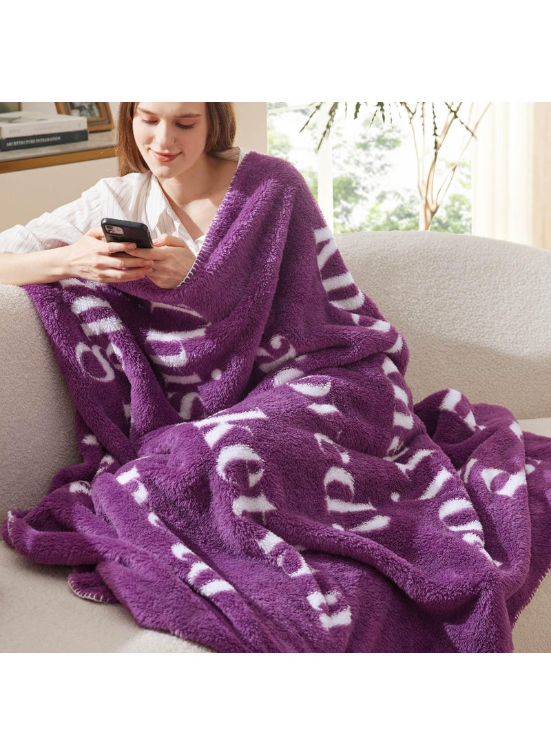 بيد شور Bedsure الحصول على ما يرام هدايا قريبا للنساء - بعد الجراحة بطانية مع كلمات ملهمة هدية التعاطف للرجال عناق الصوف الناعم بطانية داكنة الأرجواني 50 × 60 بوصة  - Image 4
