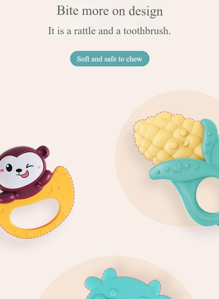 Silicone teether toys are suitable for babies from 3 months old | Drop-proof hand-held teether for babies, multi-textured design, 10-piece set  - Image 2