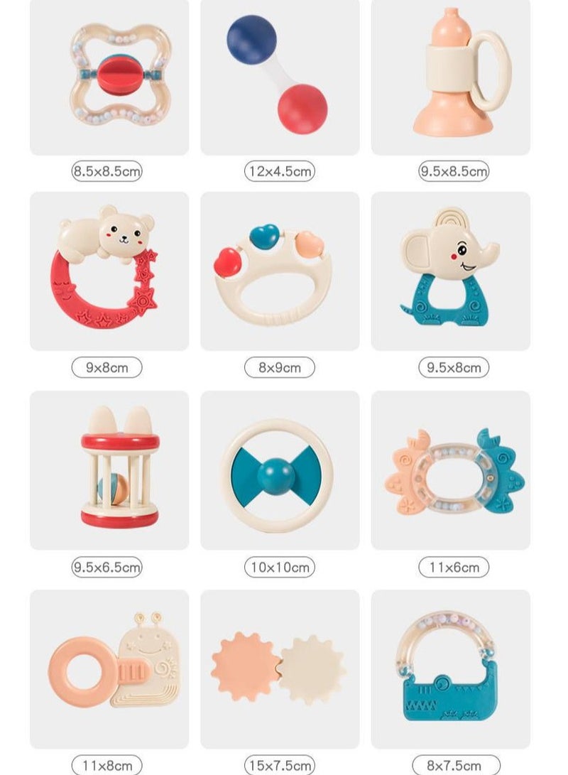 Silicone teether toys are suitable for babies from 3 months old | Drop-proof hand-held teether for babies, multi-textured design, 10-piece set  - Image 3