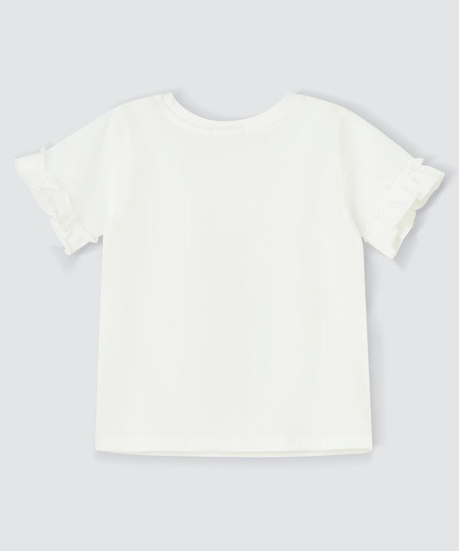 Jelliene WHITE T-SHIRT WITH PRINT & EMBRIODRY - Image 2