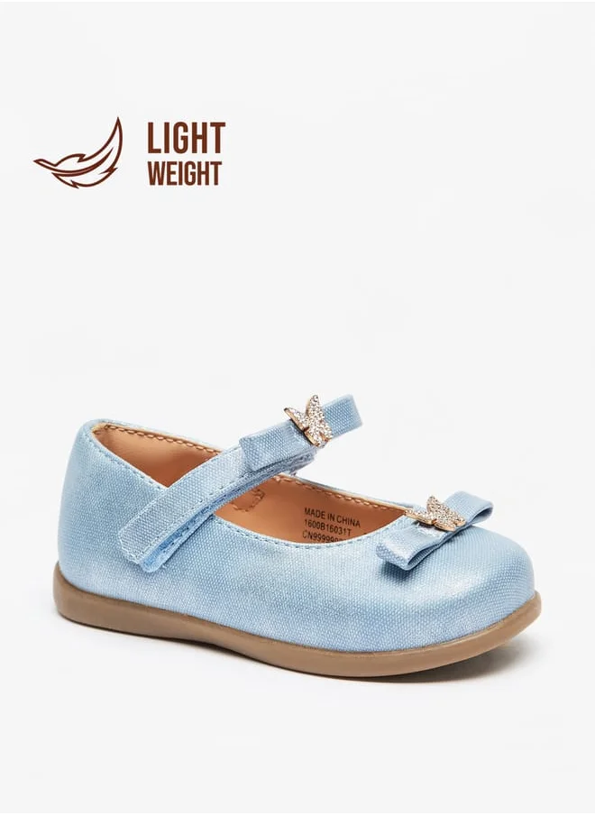 Barefeet Butterfly Accent Lightweight Mary Jane Shoes with Hook and Loop Closure