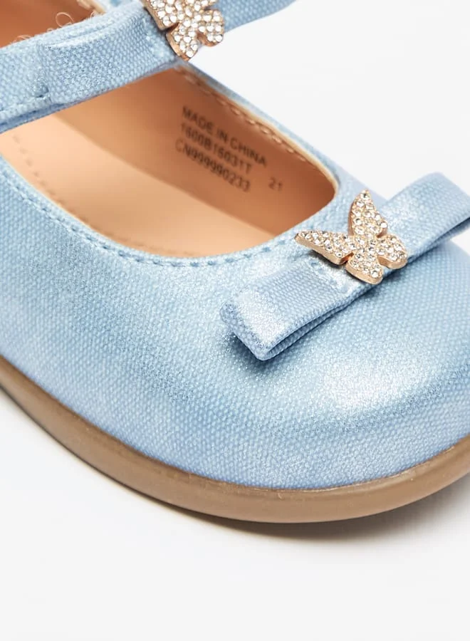 Barefeet Butterfly Accent Lightweight Mary Jane Shoes with Hook and Loop Closure
