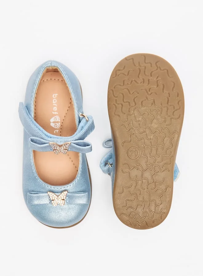 Barefeet Butterfly Accent Lightweight Mary Jane Shoes with Hook and Loop Closure