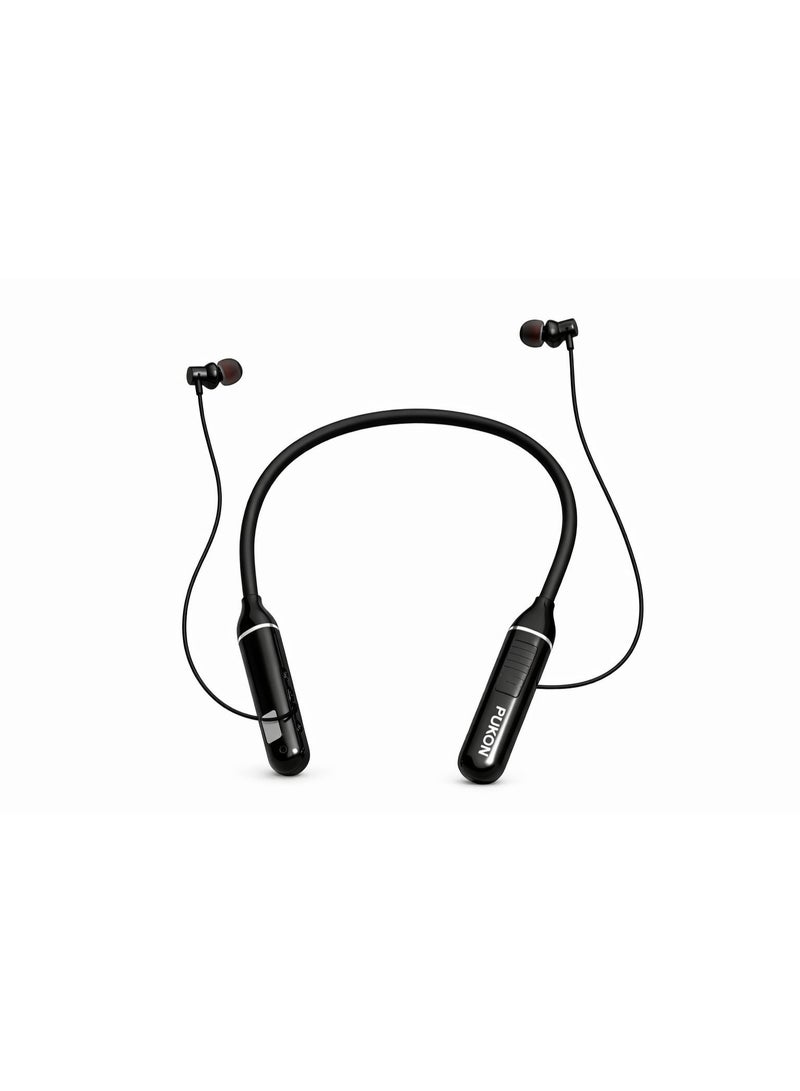 PUKON NB60 Wireless Bluetooth Neckband In-Ear Earphones with 30 Hours Playtime, LED Display, Magnetic Sports Design, SD Card Support, 1 Year Replacement Warranty – Black - Image 5