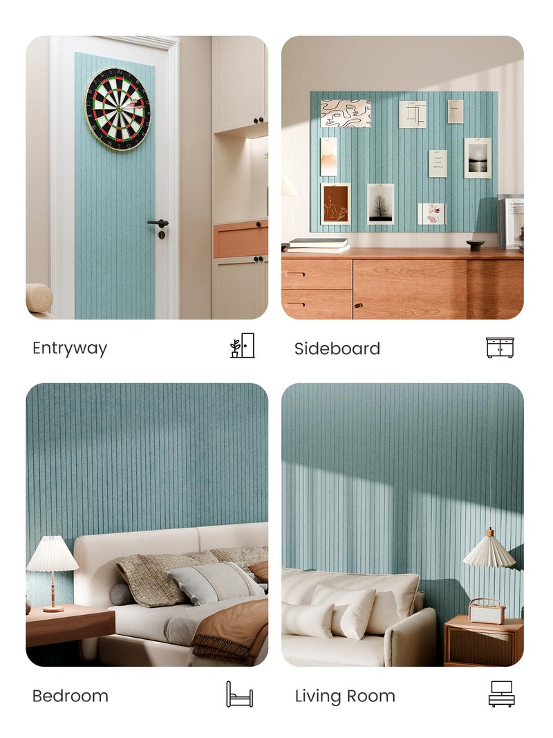 Bumusty Large Cork Board Alternative-48 x 36" Felt Bulletin Board Tiles, with 30 Pushpins, 70 Adhesive Tabs, Fine-Stripe 12-Pack, Cork Boards for Office Push Pin Board Felt Board-Aqua Blue - Image 5