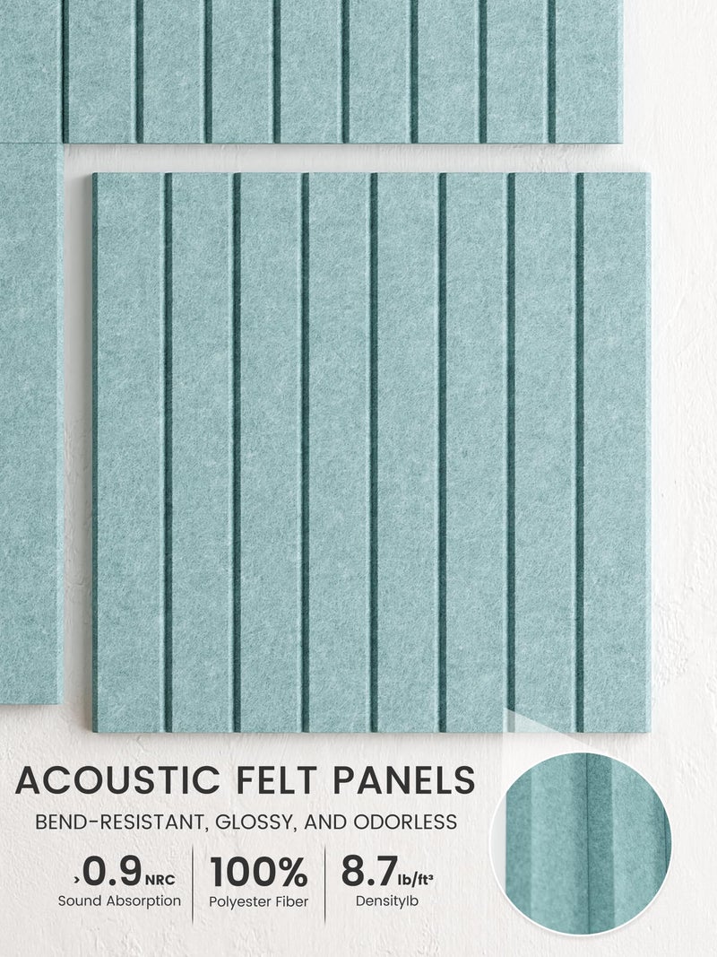 Bumusty Large Cork Board Alternative-48 x 36" Felt Bulletin Board Tiles, with 30 Pushpins, 70 Adhesive Tabs, Fine-Stripe 12-Pack, Cork Boards for Office Push Pin Board Felt Board-Aqua Blue - Image 3