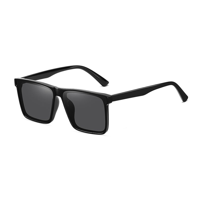 Generic Douyin Same Style Glasses Mens Driving Special Sunglasses 2022 New Simple Square Sunglasses Womens Personalized Round Face Black frame Black gray sheet 