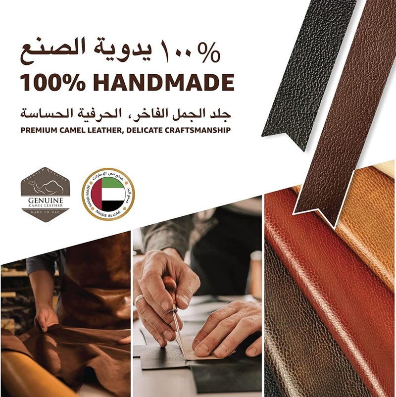 لي آرت علامات مرجعية من جلد الجمل الأصلي - علامات مرجعية مصنوعة يدويًا من الجلد (15 × 2 سم) علامات مرجعية للكبار والأطفال والقراء والرجال والنساء هدايا لمحبي الكتب (أسود وبني) - Image 5