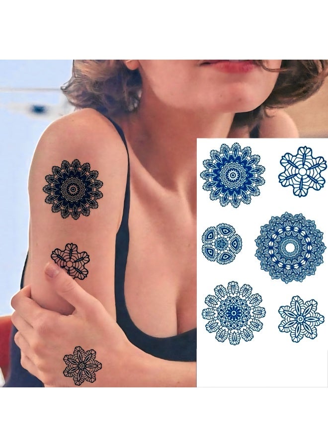 Generic 2 Week Tattoo Semi Permanent Tattoos Mandala Design Sticker, Large Sheet Lasting 2 Weeks Tattoo for Women Girls and Men Realistic Temporary Tattoo Stickers - Image 1