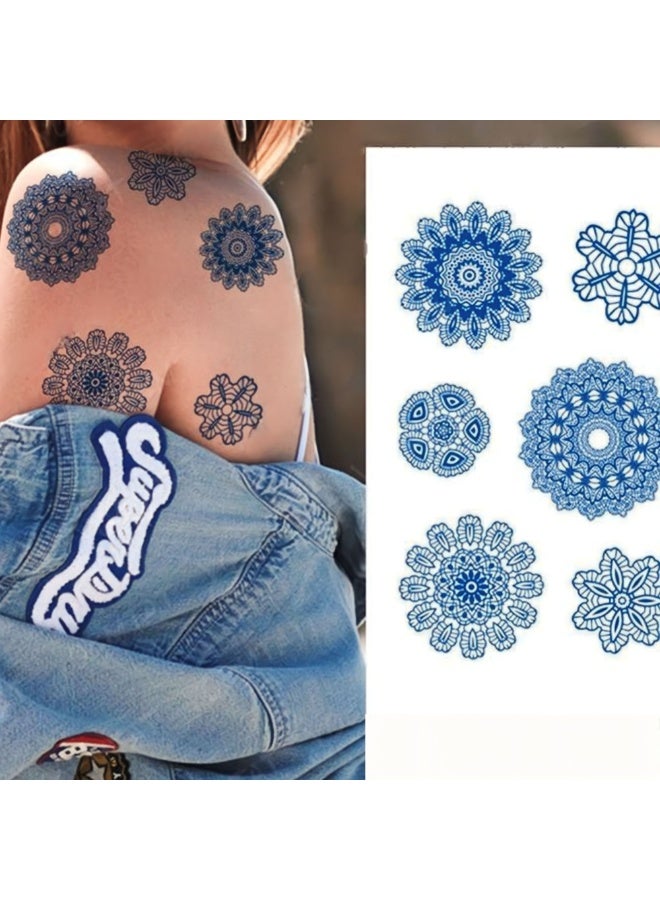 Generic 2 Week Tattoo Semi Permanent Tattoos Mandala Design Sticker, Large Sheet Lasting 2 Weeks Tattoo for Women Girls and Men Realistic Temporary Tattoo Stickers - Image 2