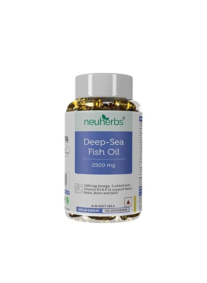 Neuherbs Deep Sea Fish Oil (30 Softgels) Omega 3 Supplement Triple Strength 2500 Mg for Muscle - Image 1