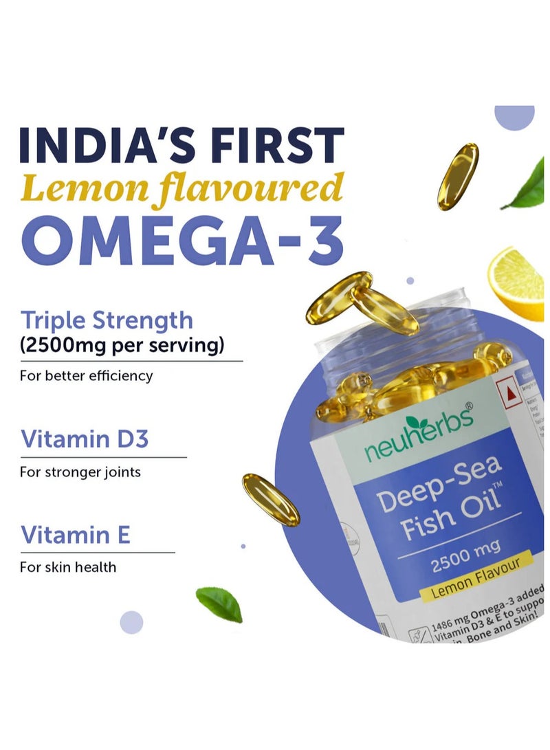 Neuherbs Deep Sea Fish Oil (30 Softgels) Omega 3 Supplement Triple Strength 2500 Mg for Muscle - Image 2