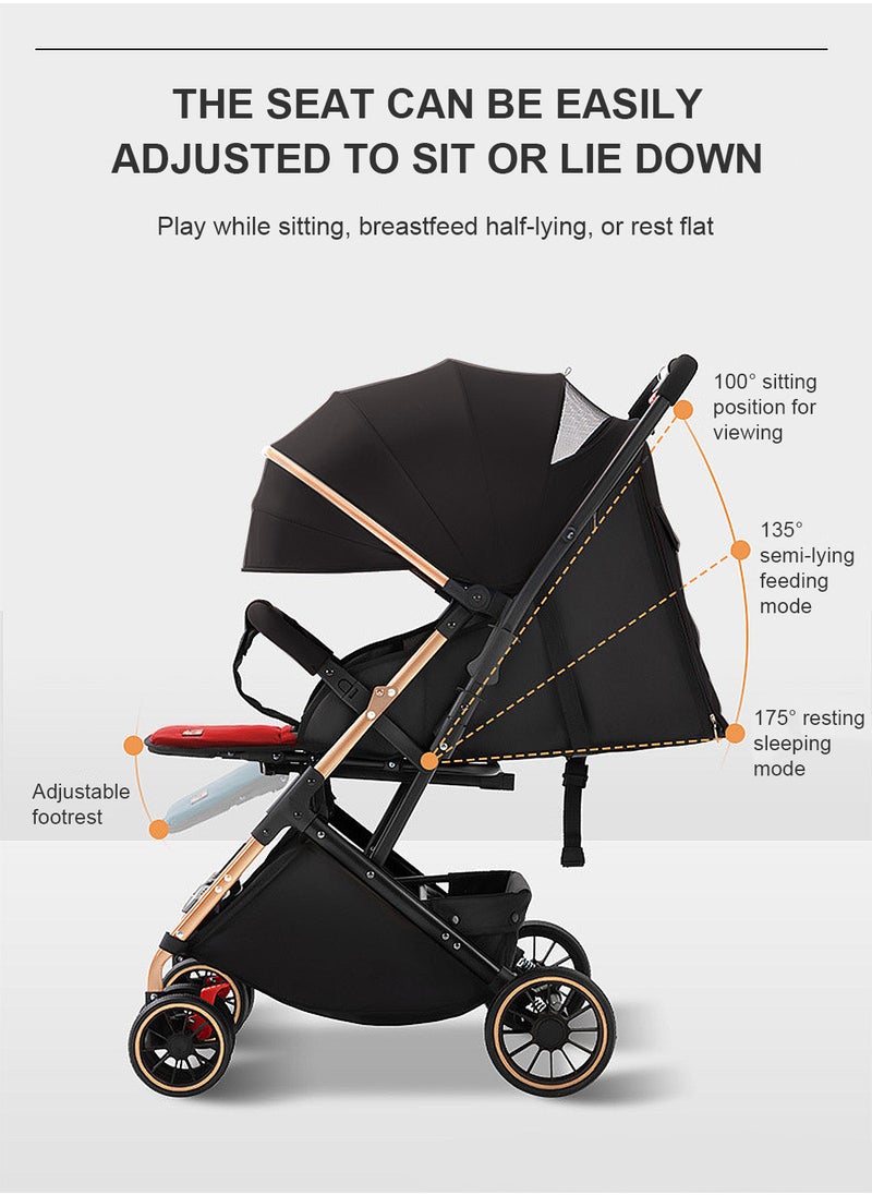 MaBaby - Baby Stroller, Travel System Pram, Lightweight Stroller, Reversible Handle,Travel Stroller with Adjustabel Footrest and Backrest, Can Sit and Lie - Image 1