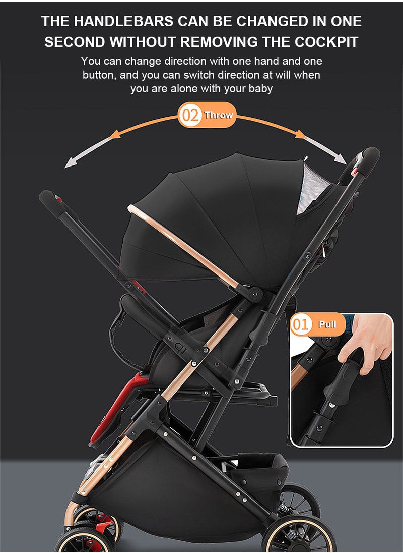 MaBaby - Baby Stroller, Travel System Pram, Lightweight Stroller, Reversible Handle,Travel Stroller with Adjustabel Footrest and Backrest, Can Sit and Lie - Image 1