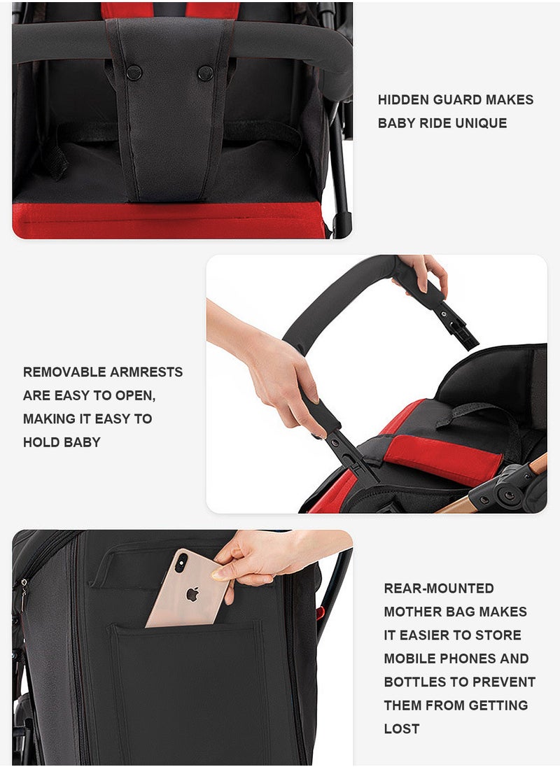 MaBaby - Baby Stroller, Travel System Pram, Lightweight Stroller, Reversible Handle,Travel Stroller with Adjustabel Footrest and Backrest, Can Sit and Lie - Image 1