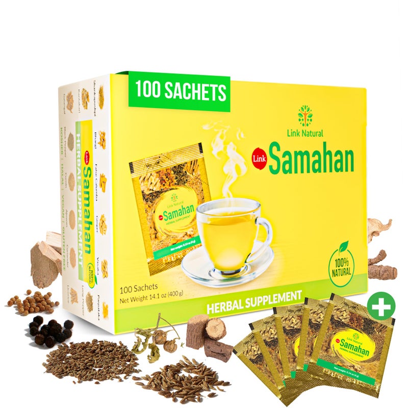 SAMAHAN Ayurvedic Herbal Tea Packets - Sri Lankan Ceylon Blend with 14 Natural Herbs Including Ginger, Black Pepper & More, Herbal Tea Bags for Wellness, Relaxation & Daily Comfort - 100 Count - Image 1