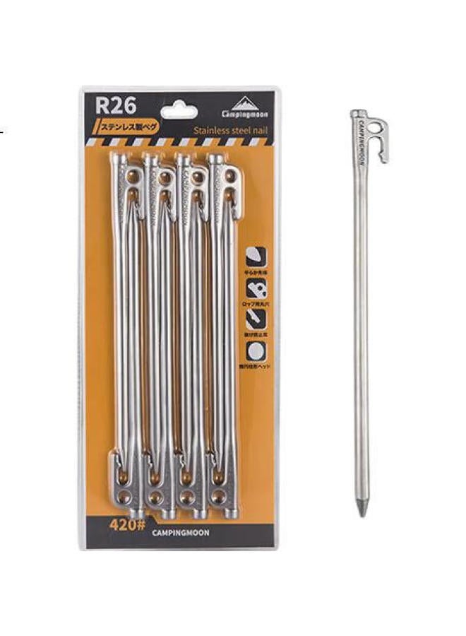 Campingmoon Camping Stakes Set, Tent Ground Pegs, Outdoor Tools, Stainless Steel Nails, Beach Camping Pegs, 26Cm, 8 Pieces - Image 2