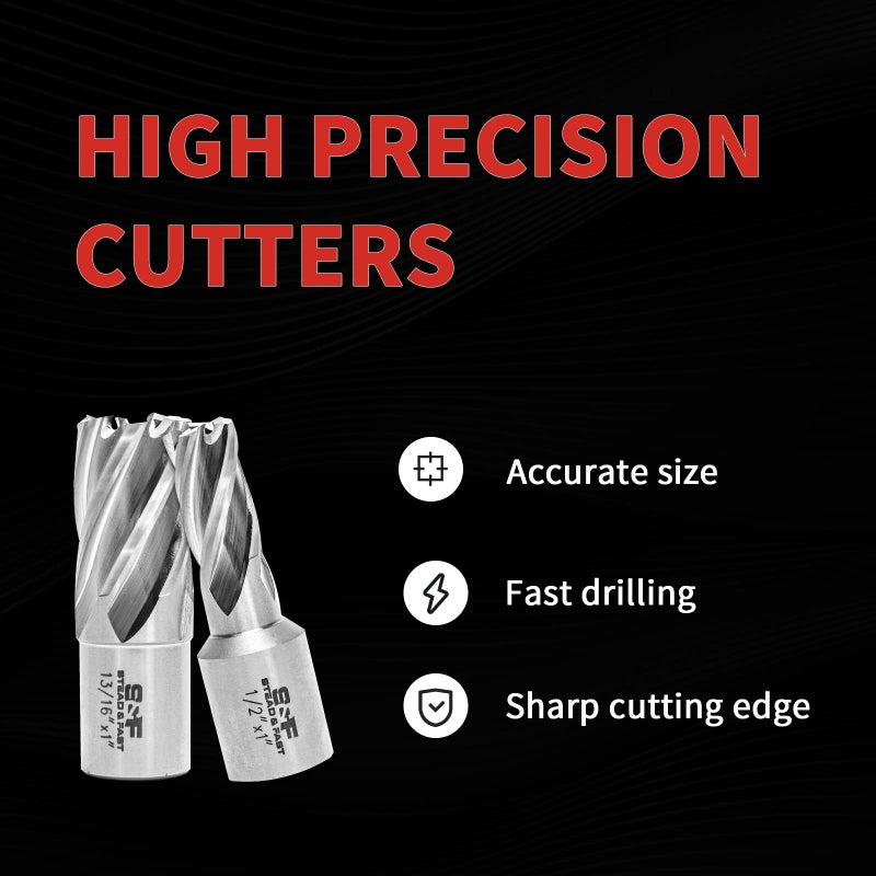S&F STEAD & FAST Annular Cutter Set 6 Pcs, Weldon Shank 3/4â€, Cutting Depth 1â€, Outside Diameter 1/2 to 1-1/16 Inch, Mag Drill Bits Kit for Magnetic Drill Press by S&F STEAD & FAST - Image 4