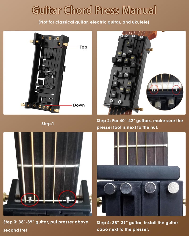 FAITIO Portable Guitar Chord Presser, Guitar Chord Helper And Trainer for Acoustic Guitar, Guitar Learning Tools for Beginners and Arthritis Player, Develop Confidence Quicklyï¼Œ Get A Sense Of Accomplishment - Image 4