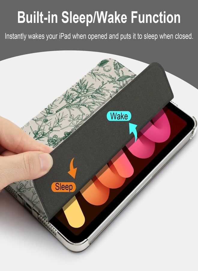 DONGKE غطاء DONGKE الذكي لجهاز iPad mini 7 (A17 Pro) 2024 و iPad mini 6 2021 مقاس 8.3 بوصة، نحيف وقابل للطي، مصنوع من البولي كربونات الصلب الشفاف، مع غطاء خلفي ذكي لجهاز iPad mini من الجيل السابع/السادس [تشغيل/إيقاف تلقائي] - تصميم نباتي وتوتي - Image 4