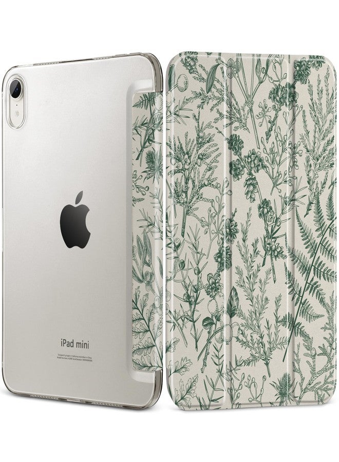 DONGKE غطاء DONGKE الذكي لجهاز iPad mini 7 (A17 Pro) 2024 و iPad mini 6 2021 مقاس 8.3 بوصة، نحيف وقابل للطي، مصنوع من البولي كربونات الصلب الشفاف، مع غطاء خلفي ذكي لجهاز iPad mini من الجيل السابع/السادس [تشغيل/إيقاف تلقائي] - تصميم نباتي وتوتي - Image 1