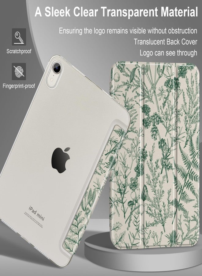 DONGKE غطاء DONGKE الذكي لجهاز iPad mini 7 (A17 Pro) 2024 و iPad mini 6 2021 مقاس 8.3 بوصة، نحيف وقابل للطي، مصنوع من البولي كربونات الصلب الشفاف، مع غطاء خلفي ذكي لجهاز iPad mini من الجيل السابع/السادس [تشغيل/إيقاف تلقائي] - تصميم نباتي وتوتي - Image 5
