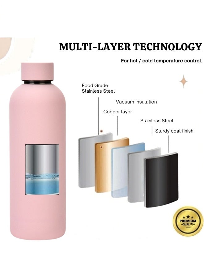 Thermal Water Bottle 500ml - Thermal Bottle, Stainless Steel, BPA Free, Insulating, Hot and Cold, Leak Proof, Ideal for Car, Office, Workout, Bike, Hiking, Sports, Gift. (Pink) - Image 2