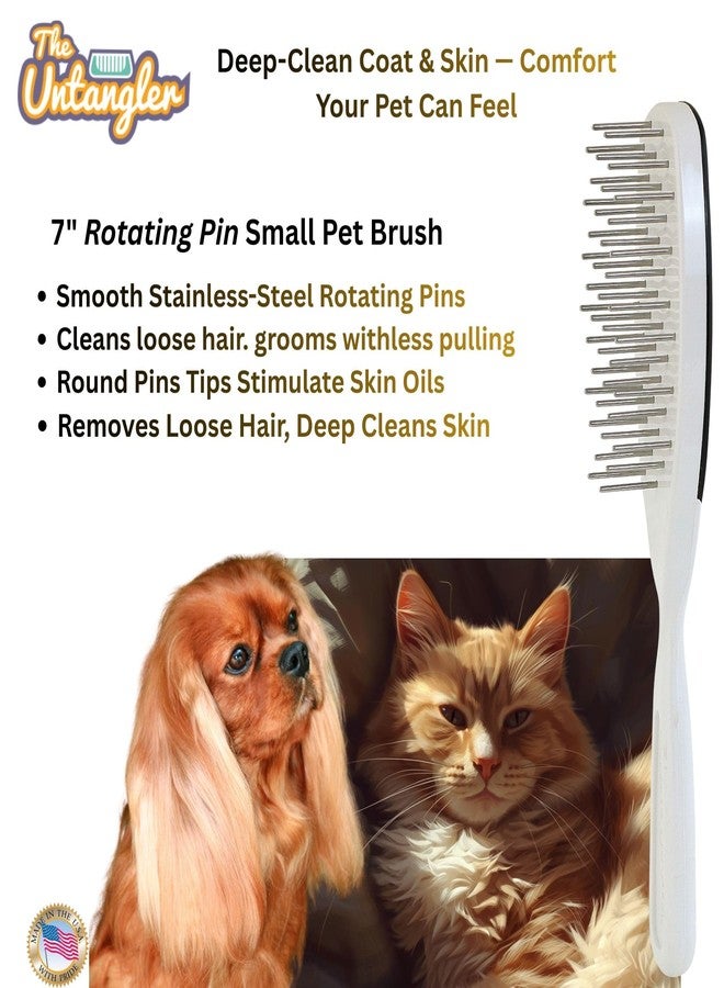 Untangler Pet Brush with Rotating Stainless Steel Teeth for Pain-Free Brushing and Cleaning - Image 2
