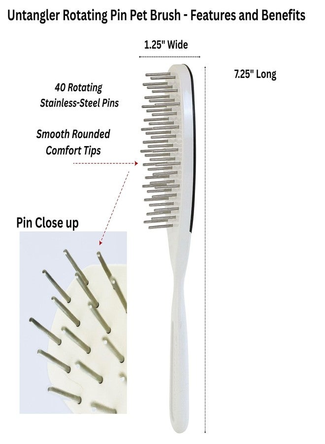 Untangler Pet Brush with Rotating Stainless Steel Teeth for Pain-Free Brushing and Cleaning - Image 3