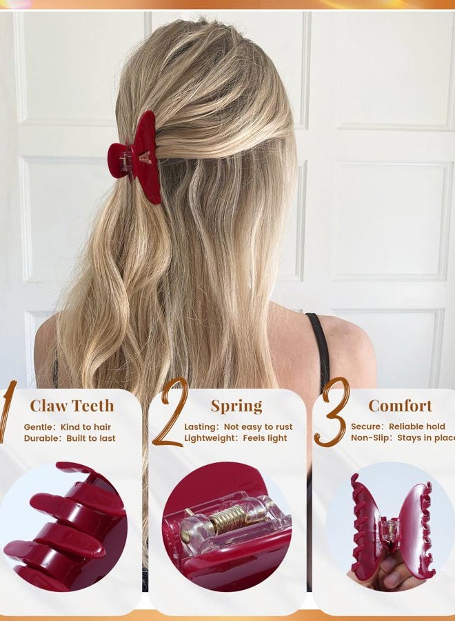 Mesovor Acetate Initial Cute Hair Claw Clips, Letter Elegant 3.9" Cherry Red Hair Banana Clips | Birthday Gifts for Teens Daughter Sister Christmas Gifts (Initial A) - Image 5