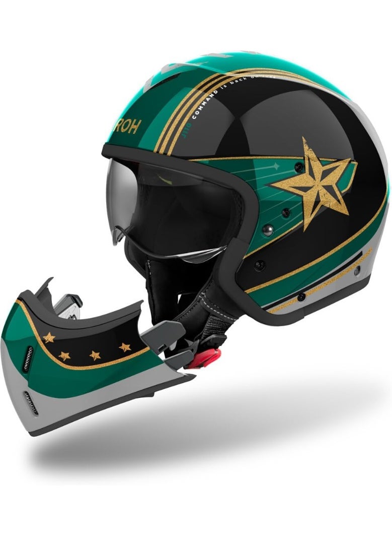AIROH J 110 COMMAND MINT GREEN GLOSS Helmet - Image 1