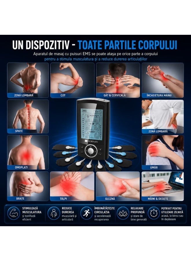 Horigen EMS electric stimulation massager, physical therapy device, 36 programs, 20 intensity levels, 12 pads, two independent massage channels, muscle stimulation function, timer, 24-hour battery life, blackEMS electric stimulation massager, physical therapy device, 36 programs, 20 intensity levels, 12 pads, two independent massage channels, muscle stimulation function, timer, 24-hour battery life, black - Image 2
