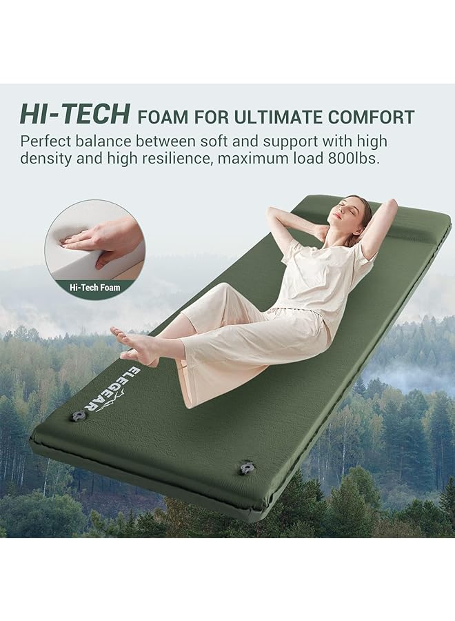 Elegear Self Inflating Sleeping Pad For Camping Ultra Thick Camping Mattress Pad With Pillow Portable Sleeping Mat For Backpacking Hiking Travel Car Tent  - Image 2
