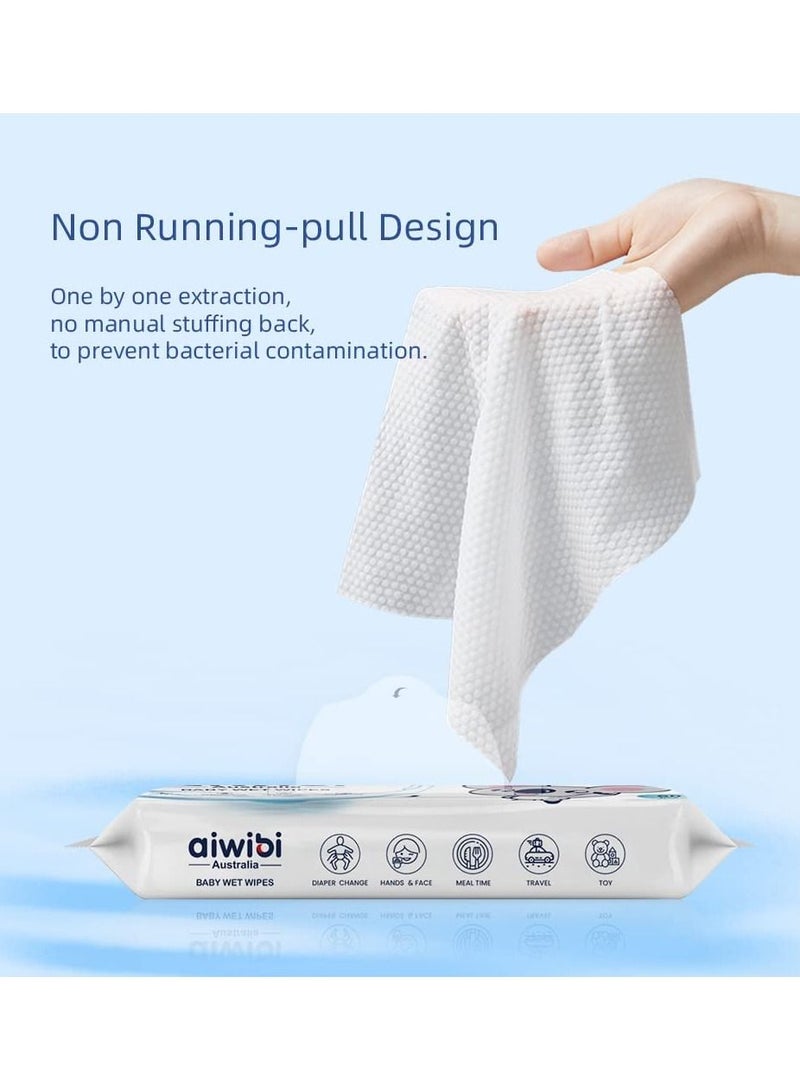 aiwibi 99.91% Pure Water Premium Baby Wet Wipes Pack of 2 X 60 Sheets -120 Wipes - Image 2