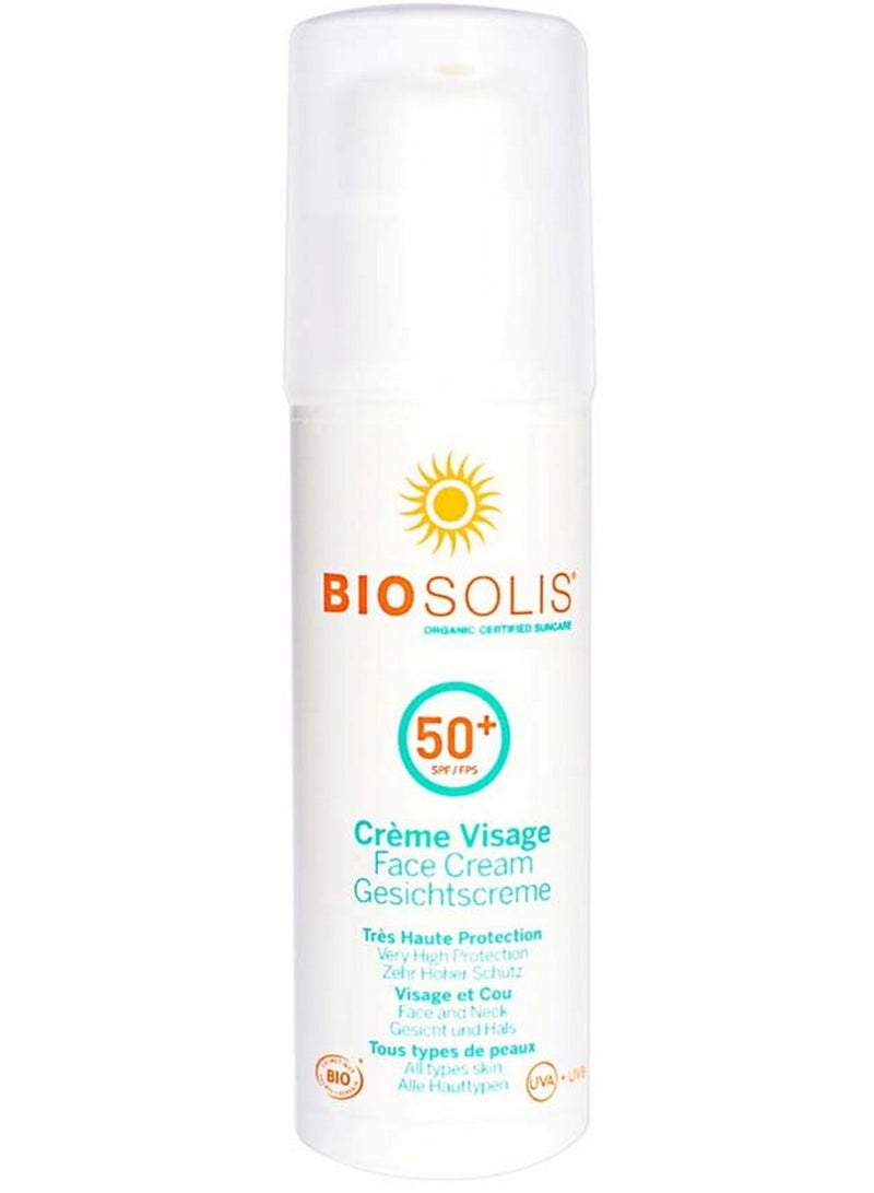 بيوسوليس كريم الوجه العضوي بعامل حماية من الشمس 50+، 50 مل