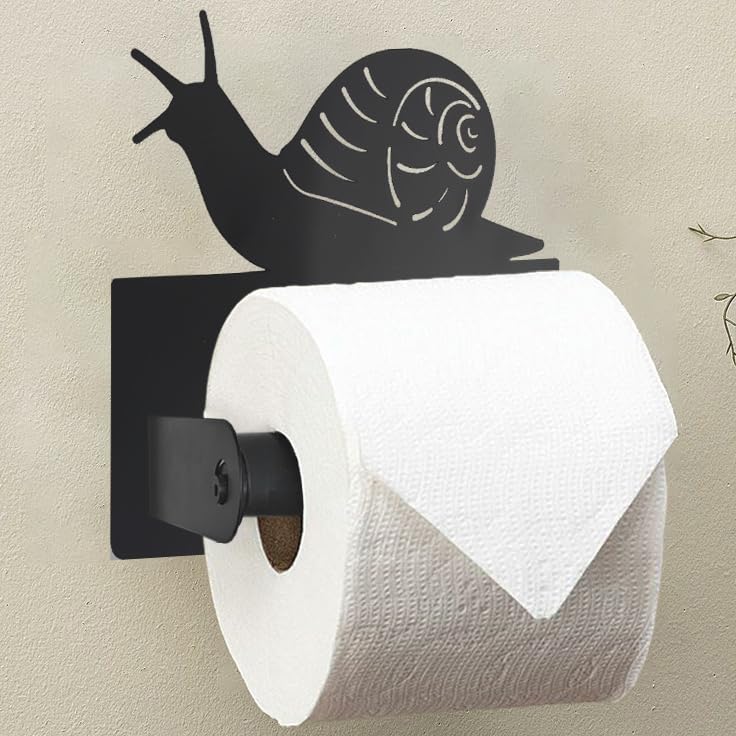 Wigag Snail Toilet Paper Holder Wall Mounted Bathroom Decorative Metal Toilet Paper Mega Roll Dispenser Matte Black Rustproof Tissue Roll Holder for Kitchen Washroom