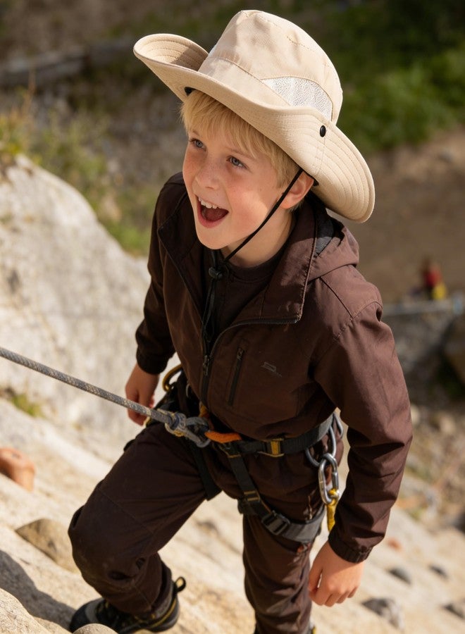 Mealah Boys Girls-Sun Hat for UPF 50+ -Mesh-Wide Brim-Summer-Fishing Hat-Breathable-Kids-Bucket Hat-Outdoor Boonie Hat for 5-9 Years Dark Beige - Image 3