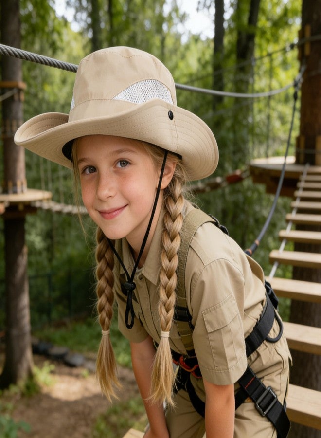 Mealah Boys Girls-Sun Hat for UPF 50+ -Mesh-Wide Brim-Summer-Fishing Hat-Breathable-Kids-Bucket Hat-Outdoor Boonie Hat for 5-9 Years Dark Beige - Image 5