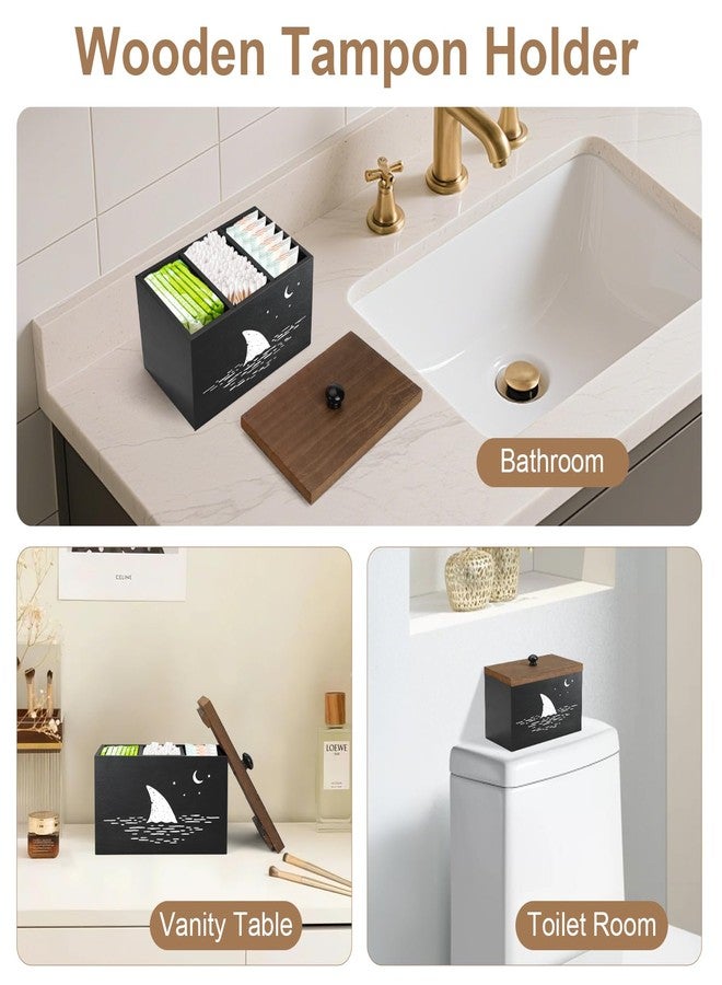 MROUEN Tampon Holder for Bathroom,Black Feminine Product Organizer,Girl Stuff Box for Bathroom,Pad and Tampon Organizer for Bathroom,Pad Holder for Bathroom,Shark Week Bathroom Organizer,Bathroom Accessories - Image 4