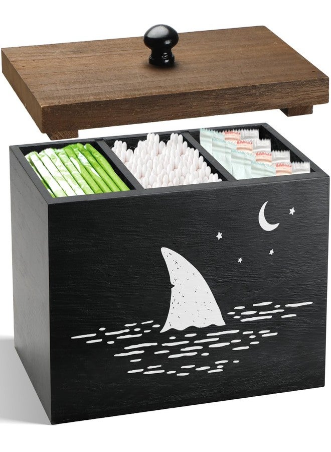 MROUEN Tampon Holder for Bathroom,Black Feminine Product Organizer,Girl Stuff Box for Bathroom,Pad and Tampon Organizer for Bathroom,Pad Holder for Bathroom,Shark Week Bathroom Organizer,Bathroom Accessories - Image 1